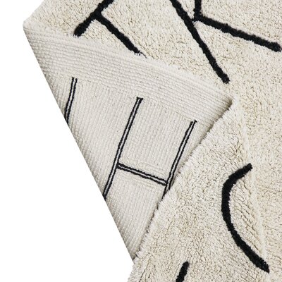Wasbaar tapijt ABC - Ø 150 cm Natural - Black