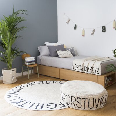 Wasbaar tapijt ABC - Ø 150 cm Natural - Black