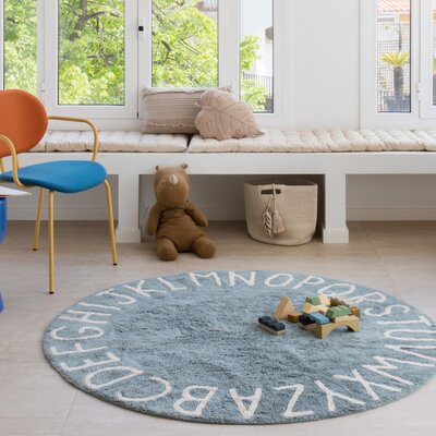 Wasbaar tapijt ABC - Ø 150 cm Vintage Blue-Natural