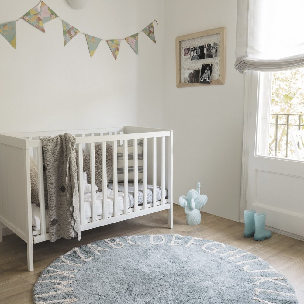 Wasbaar tapijt ABC - Ø 150 cm Vintage Blue-Natural