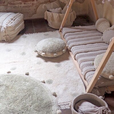 Wasbaar tapijt Bubbly natural - Ø 120 cm Olive