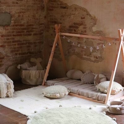 Wasbaar tapijt Bubbly natural - Ø 120 cm Olive