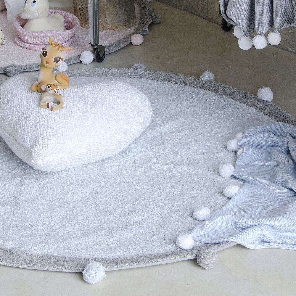 Wasbaar tapijt Bubbly - Ø 120 cm Soft blue