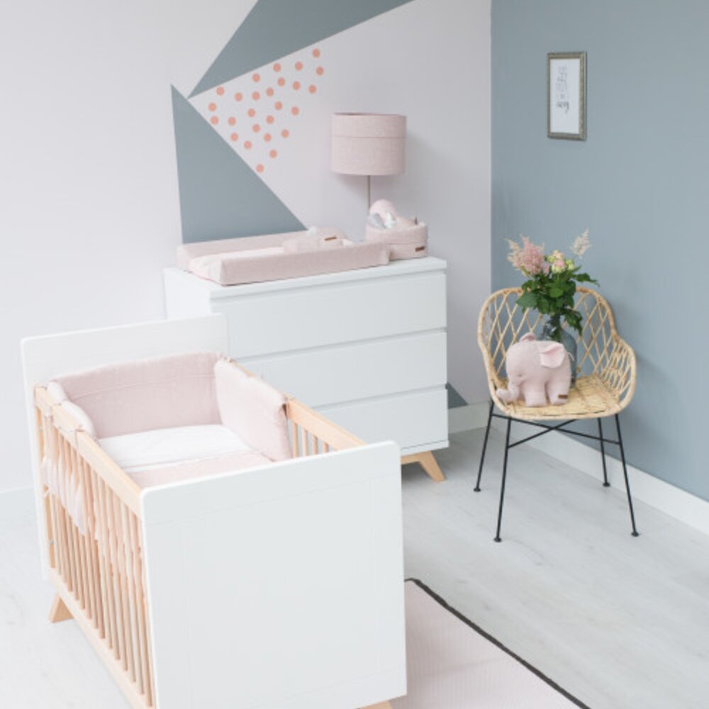 Bed/boxbumper Sparkle zilver-roze mêl