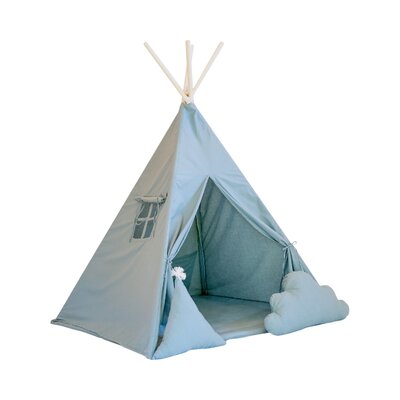 Tipi tent katoen + 2 kussens & speelmat Aqua