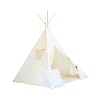 Tipi tent katoen + 2 kussens & speelmat Cream