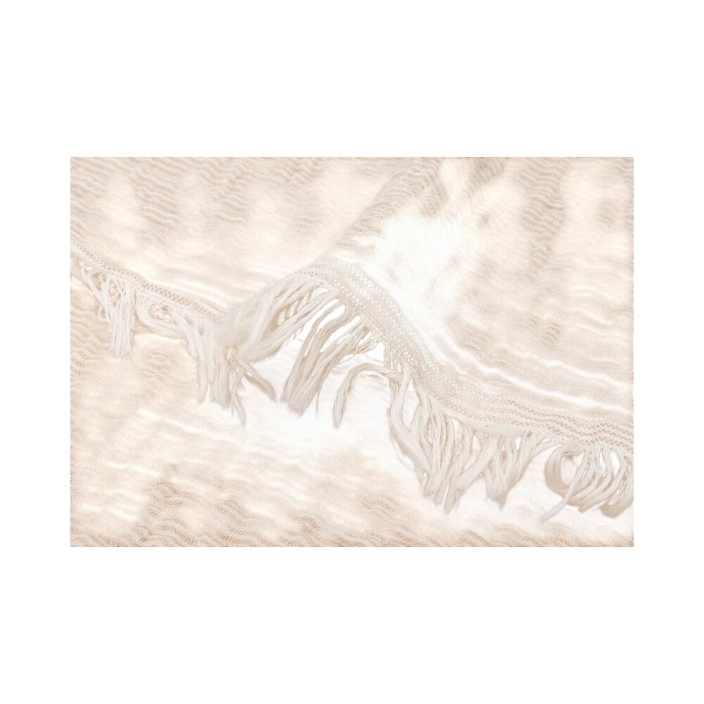 Deken Wieg 75x100cm Fringe Stripe GOTS Biscuit/Ivory
