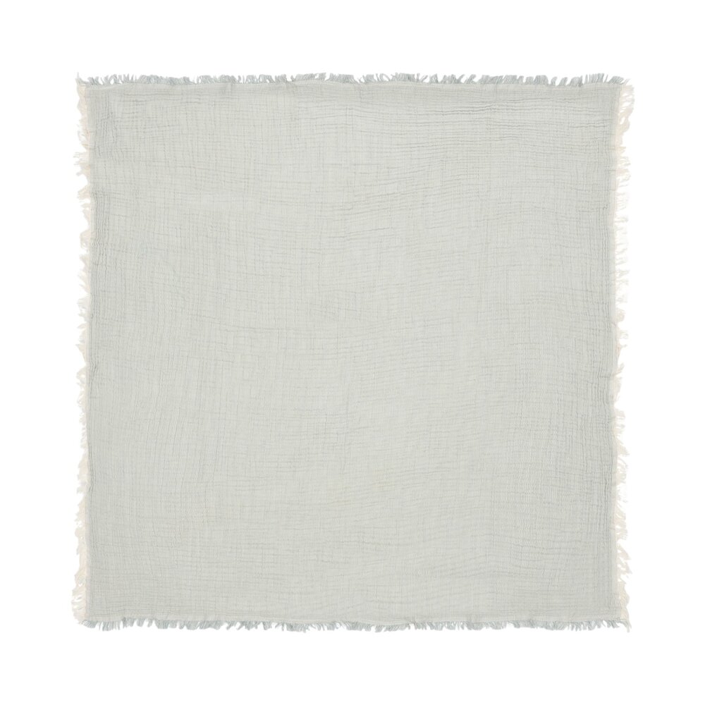 Deken Wieg 75x100cm Fringe Stripe GOTS Sea Green/Ivory