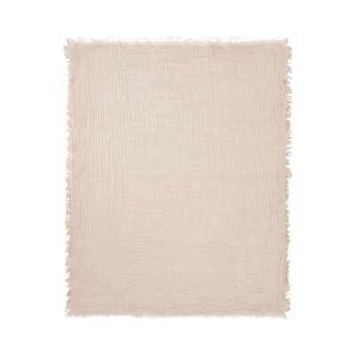 Deken Ledikant 120x120cm Fringe Stripe GOTS Biscuit/Ivory