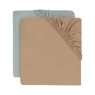 Hoeslaken Jersey 40/50x80/90cm (2pack) Sea Green/Biscuit