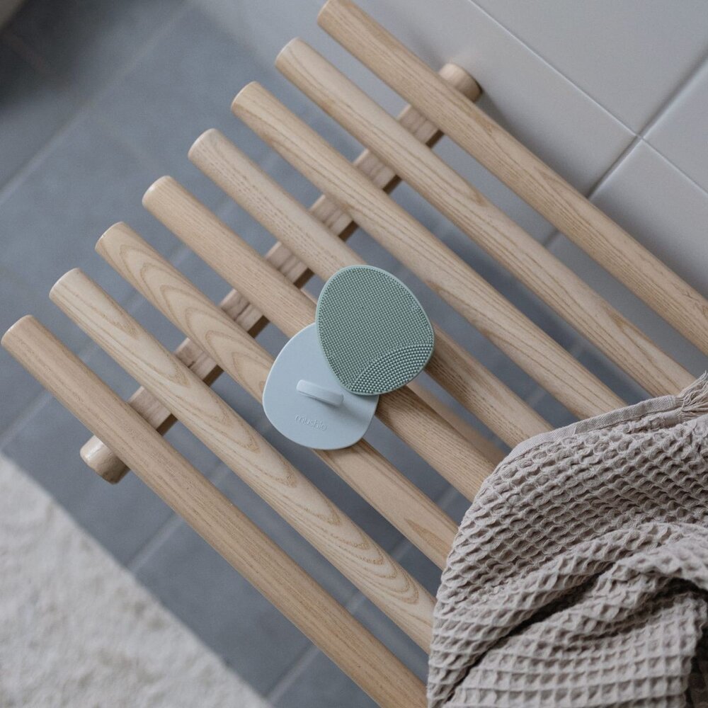 Silicone badborstel 2-pack Natural/Cambridge Blue 