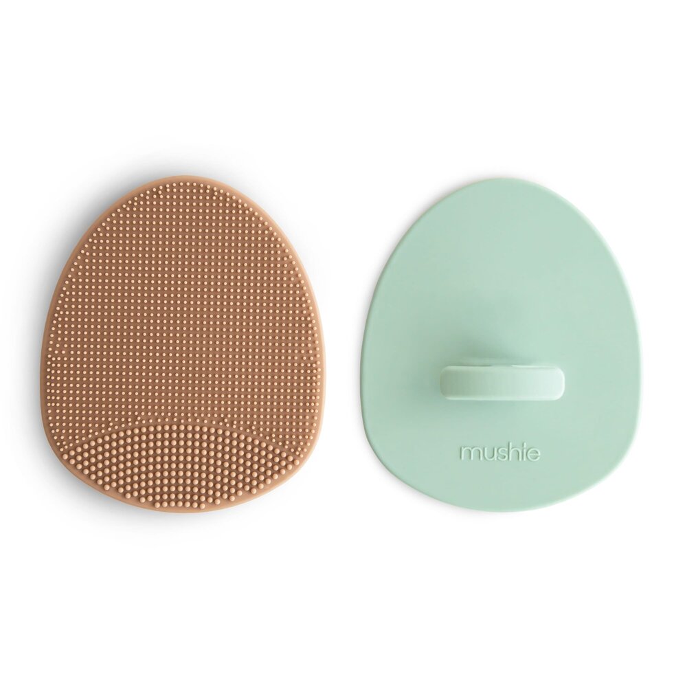 Silicone badborstel 2-pack Natural/Cambridge Blue 