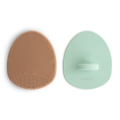 Silicone badborstel 2-pack Natural/Cambridge Blue 
