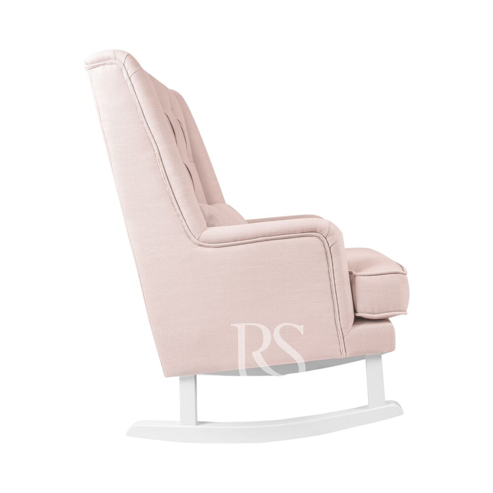 Schommelstoel Royal Rocker blush pink, witte poten
