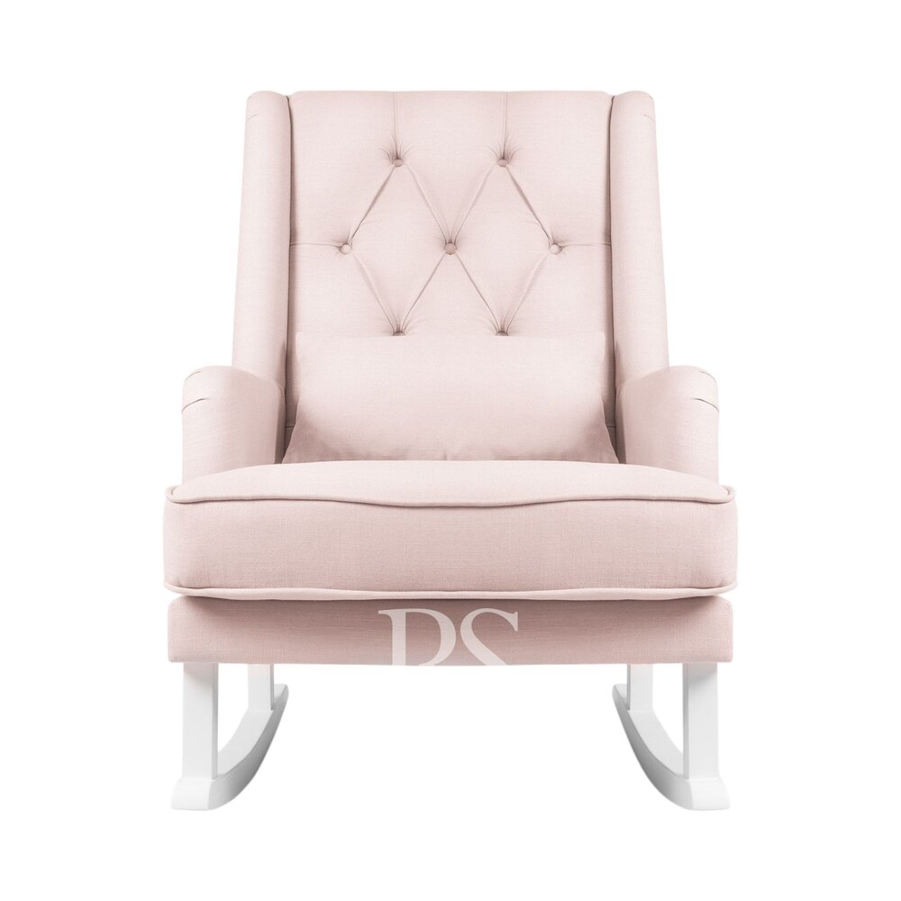 Schommelstoel Royal Rocker blush pink, witte poten