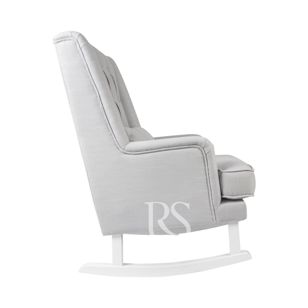 Schommelstoel Royal Rocker silver grey, witte poten