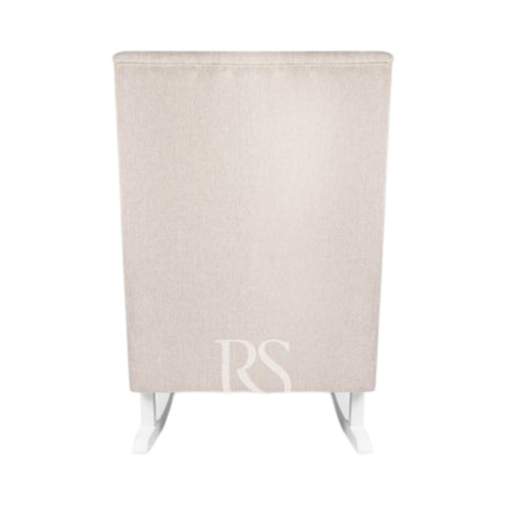 Schommelstoel Bliss Rocker natural linen beige, witte poten