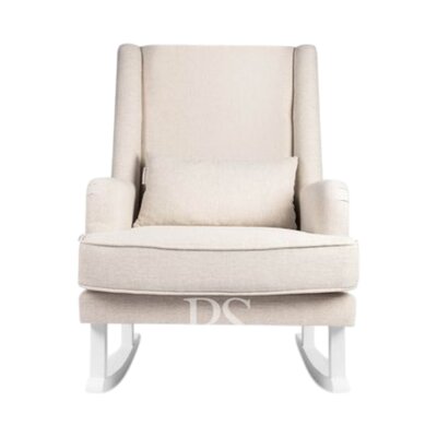 Schommelstoel Bliss Rocker natural linen beige, witte poten