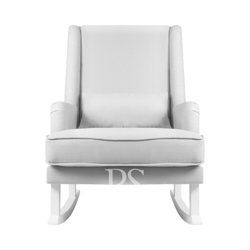 Schommelstoel Bliss Rocker silver grey, witte poten