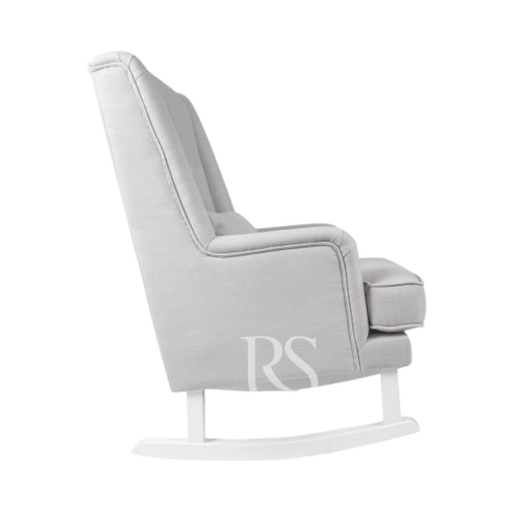 Schommelstoel Bliss Rocker silver grey, witte poten