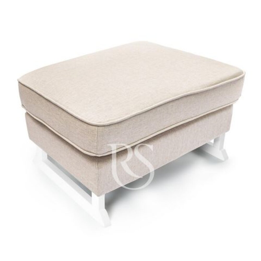 Voetbank Bliss natural linen beige, witte poten
