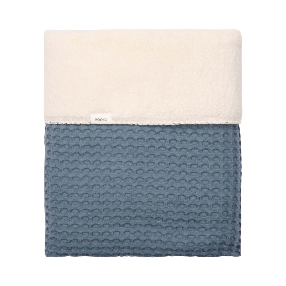 Wiegdeken wafel/teddy Oslo 100x75 cm bluestone