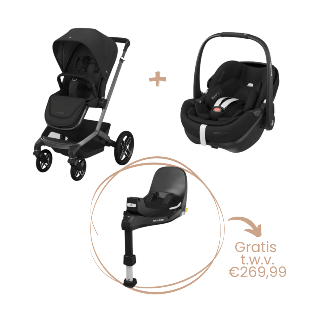 Fame Bundel: kinderwagen + reiswieg + Pebble 360 Pro² + gratis FamilyFix 360 Pro base Twillic Black