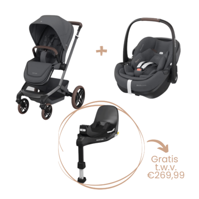 Fame Bundel: kinderwagen + reiswieg + Pebble 360 Pro² + gratis FamilyFix 360 Pro base Twillic graphite