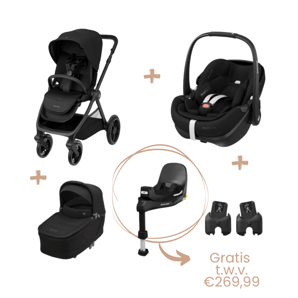 Oxford+ Bundel: kinderwagen + reiswieg + Pebble 360 Pro² + adapters + gratis FamilyFix 360 Pro base Twillic Black