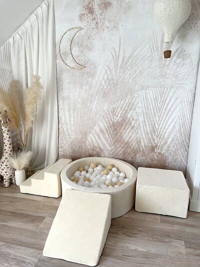 Foam speelset soft velvet (3st) + ballenbad 90x30 cm Ecru