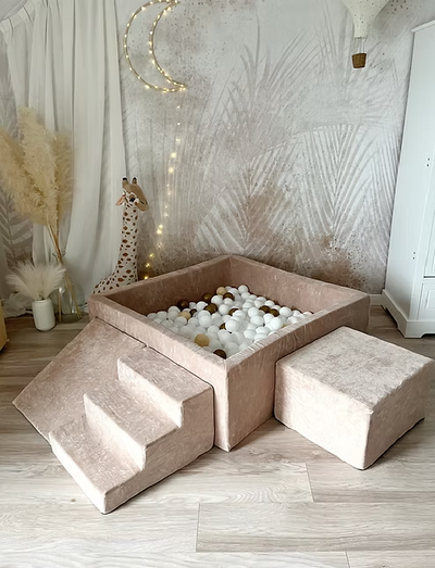 Foam speelset soft velvet (3st) + ballenbad 106x106x40 cm Dark Beige