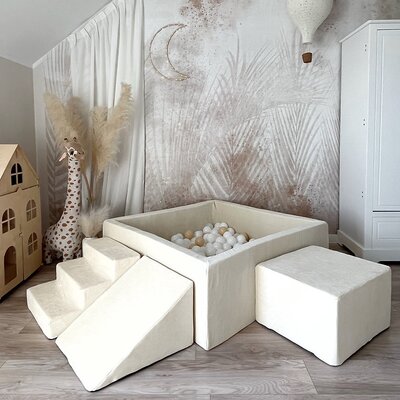 Foam speelset soft velvet (3st) + ballenbad 106x106x40 cm Ecru