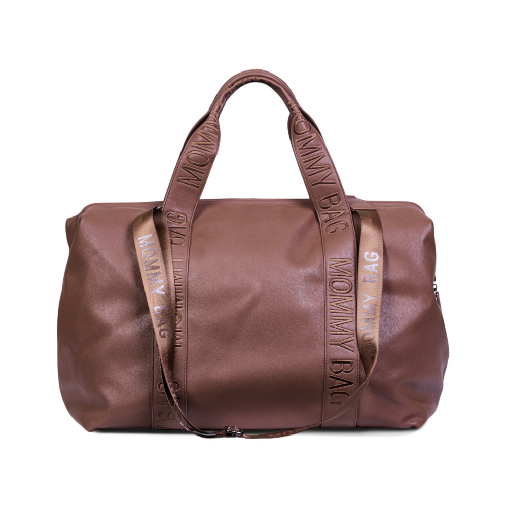 Mommy bag signature simili leder Donker bruin