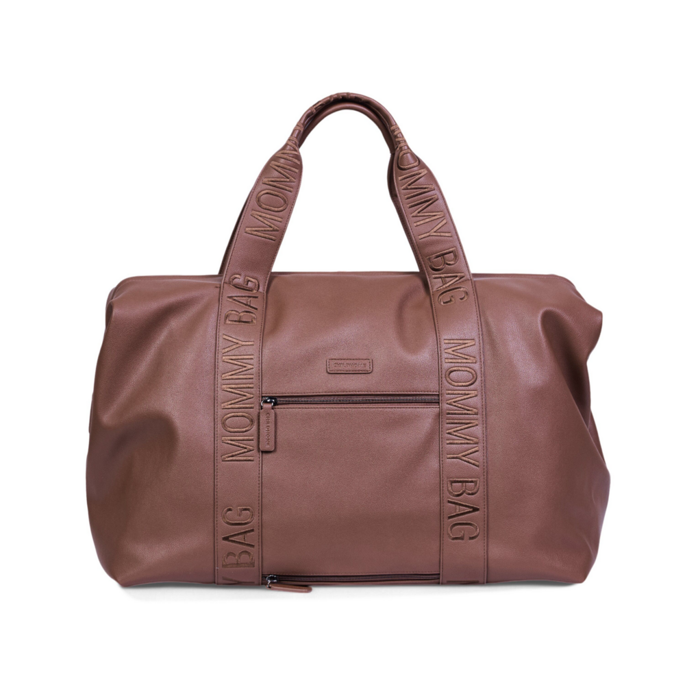 Mommy bag signature simili leder Donker bruin