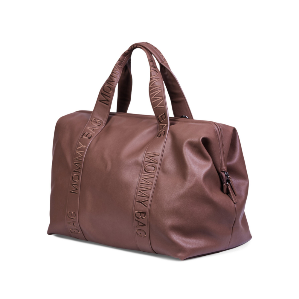 Mommy bag signature simili leder Donker bruin