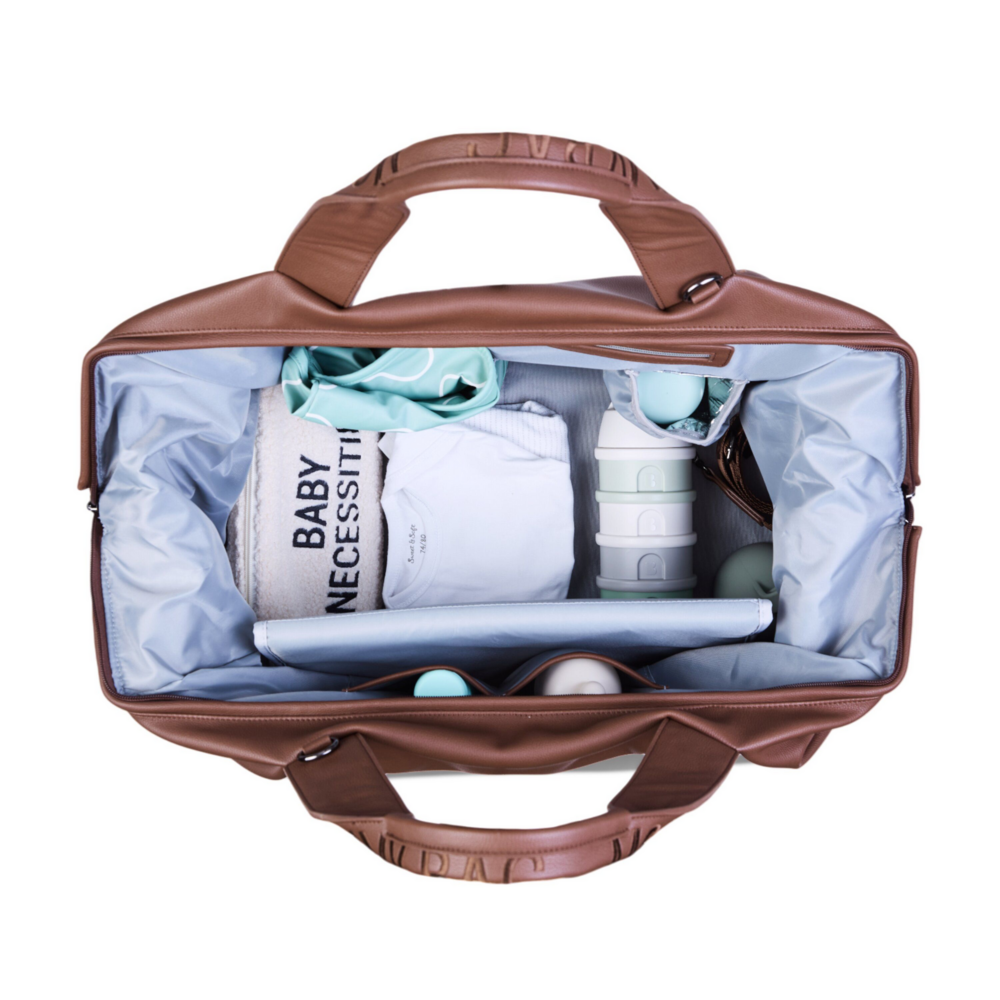 Mommy bag signature simili leder Donker bruin