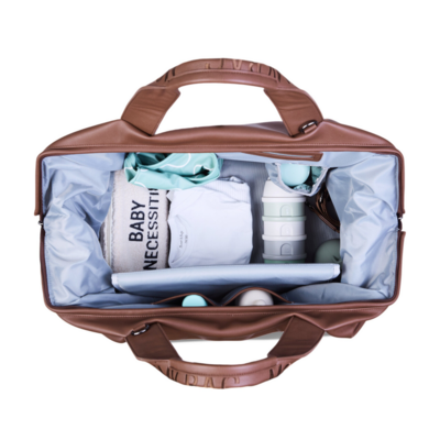 Mommy bag signature simili leder Donker bruin