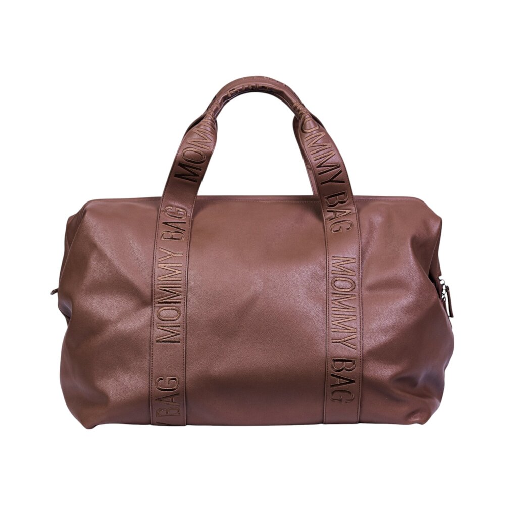 Mommy bag signature simili leder Donker bruin