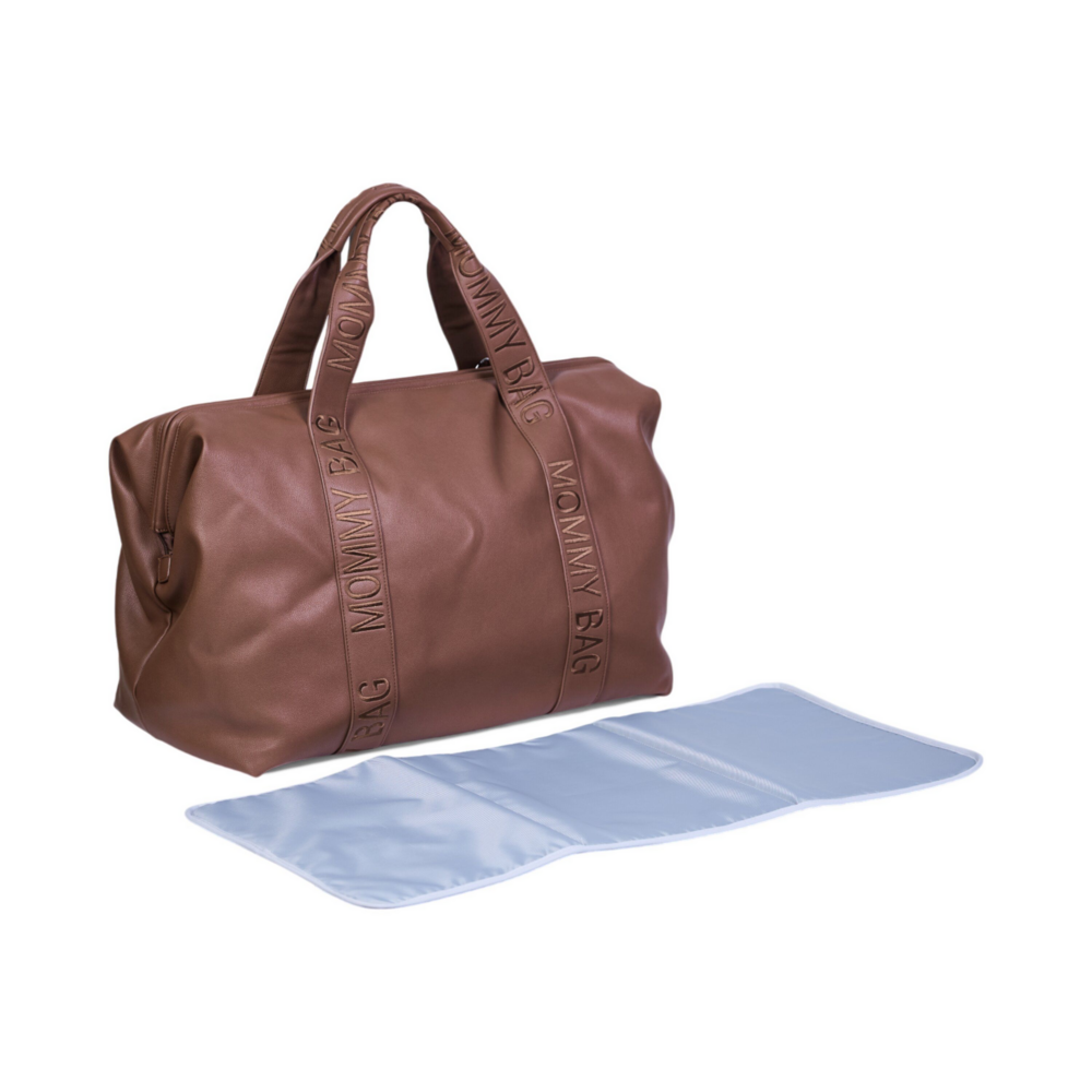 Mommy bag signature simili leder Donker bruin