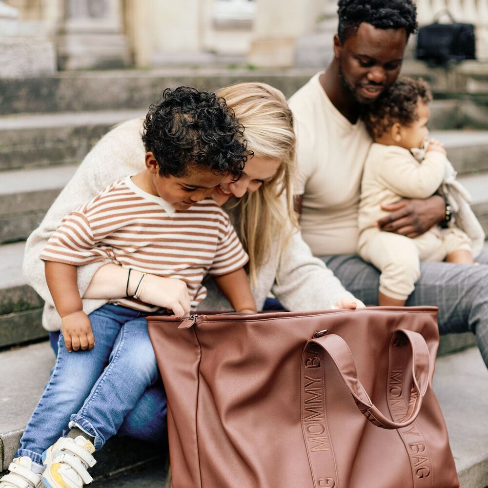 Mommy bag signature simili leder Donker bruin
