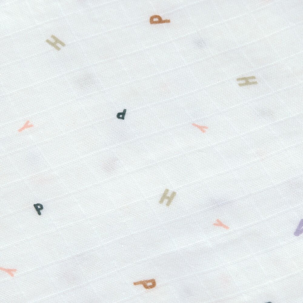 Swaddle & Burp Blanket M GOTS Happy Fruits 3 pcs, 60 x 60 cm peach