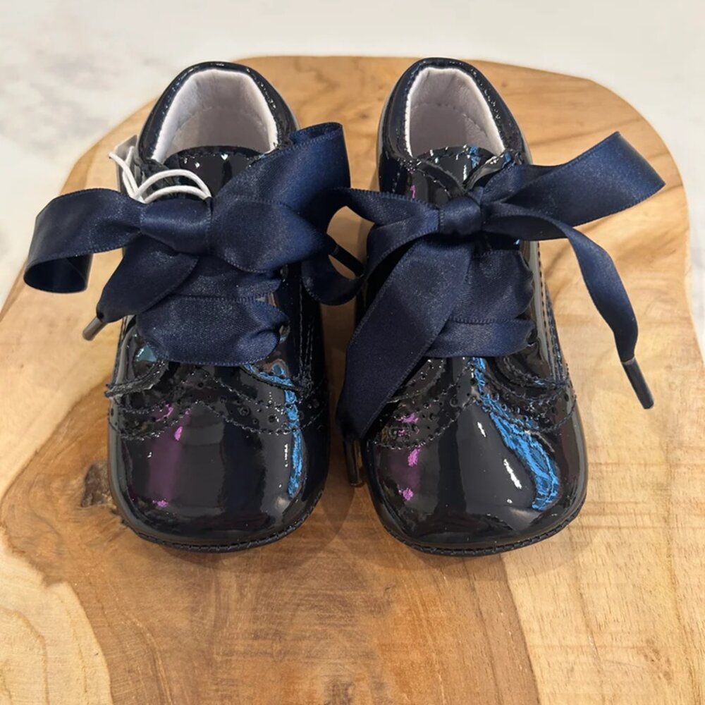 Babychic eerste schoentje veters lak Navy charol