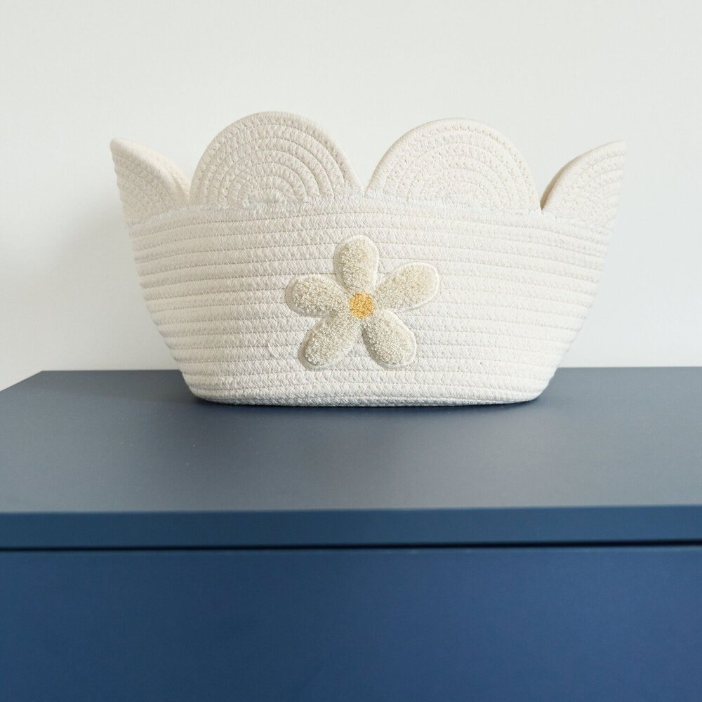 Opbergmand - 30x20x15 Cm Flower ecru