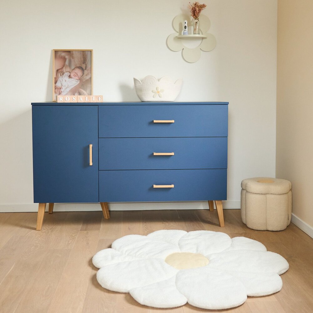 Flower Poef + toybox Off white