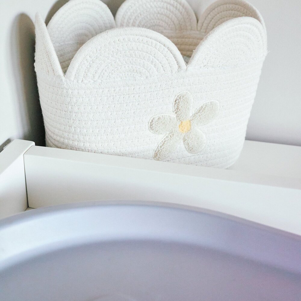 Opbergmand - 30x20x15 Cm Flower ecru