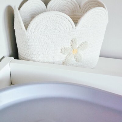 Opbergmand - 30x20x15 Cm Flower ecru
