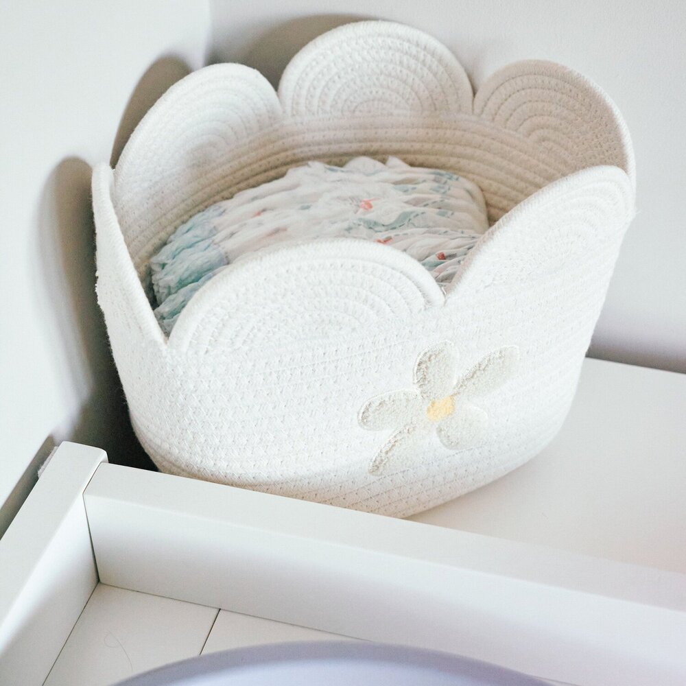 Opbergmand - 30x20x15 Cm Flower ecru