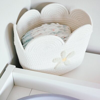 Opbergmand - 30x20x15 Cm Flower ecru