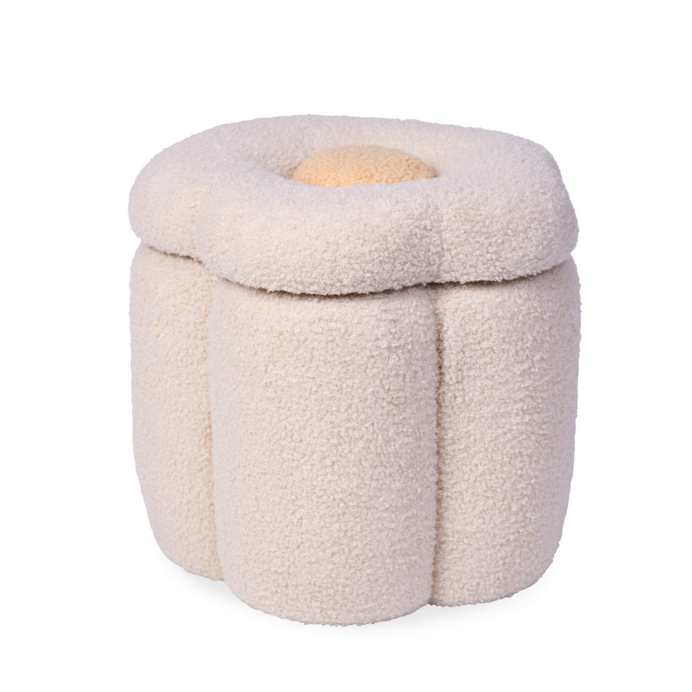 Flower Poef + toybox Off white