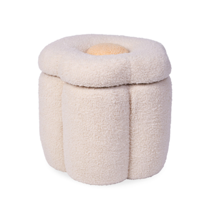 Flower Poef + toybox Off white